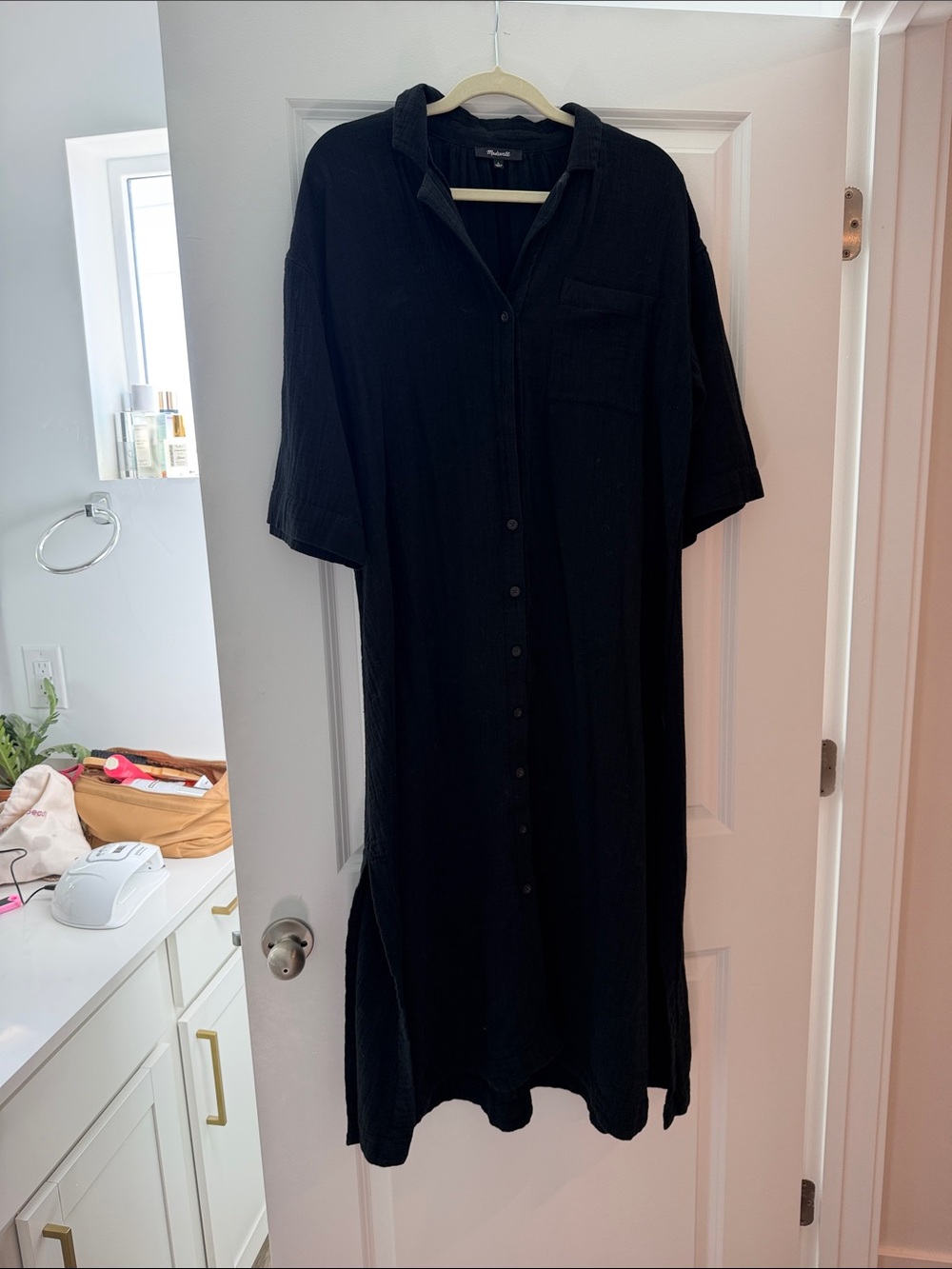 Madewell Black Button-Front Shirt Dress